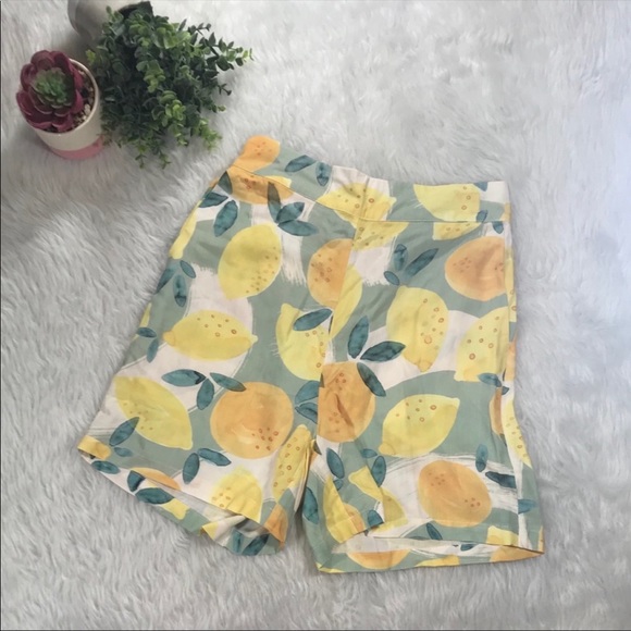 NWT Anthropologie Costanza Silk Lemon Shorts - Picture 2 of 8